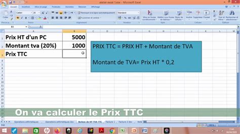 Excel Pas A Pas Montant Ht Montant Tva Et Montant Ttc Youtube