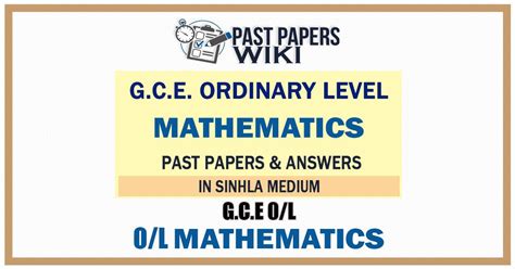 O L Mathematics Past Papers And Answers In Sinhala Medium