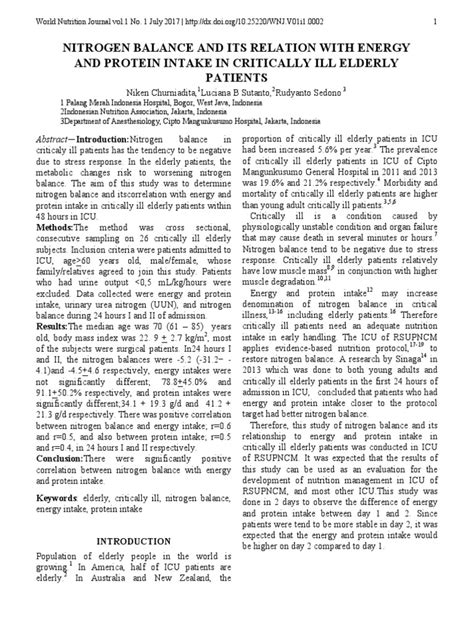 Nitrogen Balance and Its Relation With Energy and .PDF Aspen | PDF | Intensive Care Medicine ...