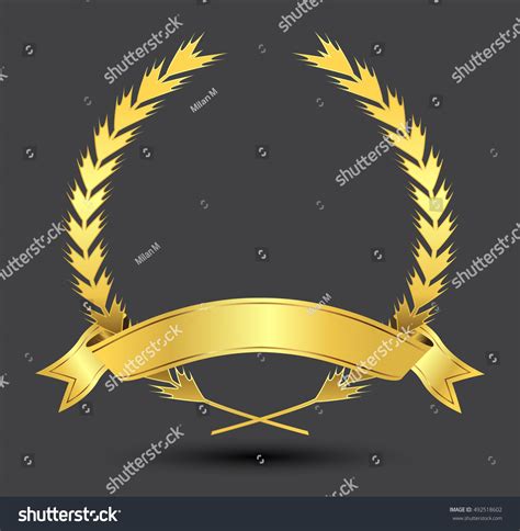 Golden Laurel Wreath Ribbonvector Laurel Wreath Stock Vector Royalty