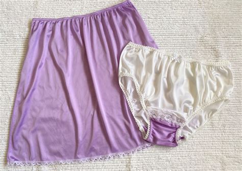 NEW Vintage Inspired Half Slip And Panties Medium Purple Bikini