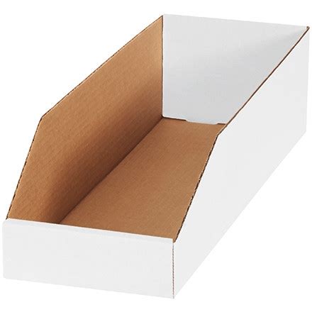 White Corrugated Bin Boxes, 6 x 18 x 4 1/2" for $1.48 Online | The ...