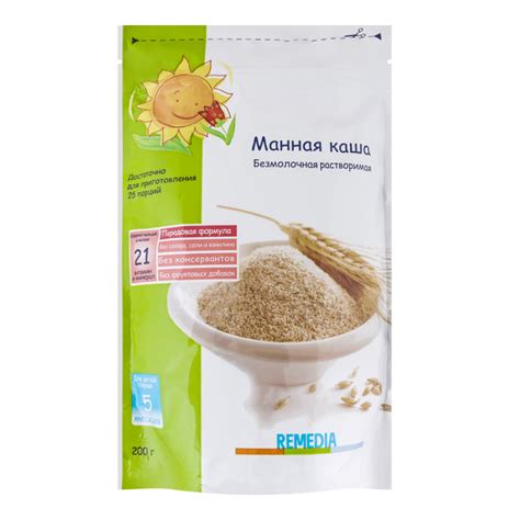 Каша безмолочная для детей от 5мес Манная Remedia д/п 200г REMEDIA ...