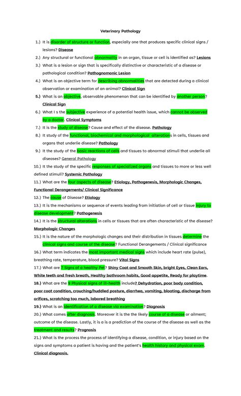 Veterinary Pathology - ) It is disorder of structure or function