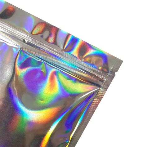 Custom Print Mini Transparent Holographic Resealable Smell Proof Food