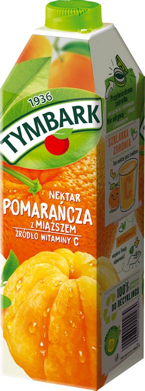 TYMBARK 1 litr pomarańcza z miąższem Maspex