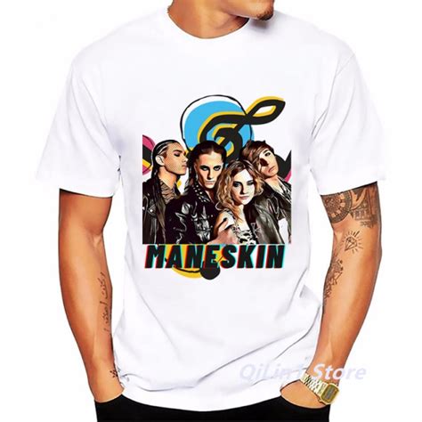 Maneskin T shirts Hot Måneskin Rock Band Lips Printed Over T Shirt Maneskin Shop