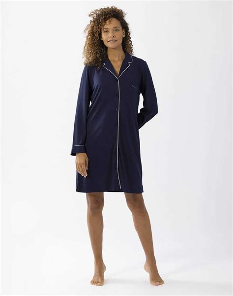 Cotton Modal Nightshirt Les Intemporelles A Navy Blue Lingerie Le Chat