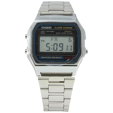 Casio A158WA-1 Silver Classic Retro Unisex Stainless Steel Digital ...