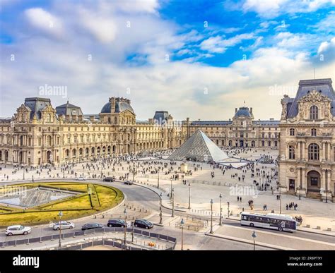 aerial view louvre museum paris  res stock photography  images alamy