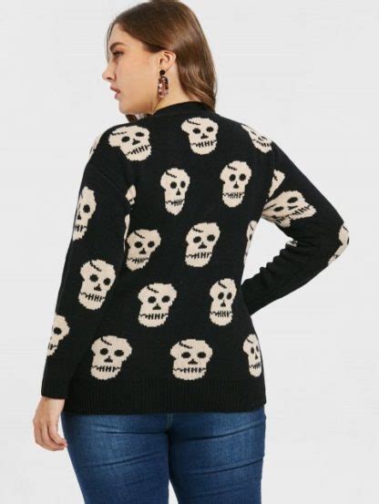 Plunge Plus Size Skull Print Cardigan Big And Sexy Sportswear