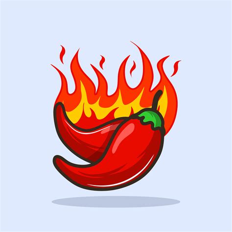Red Hot Chili Pepper With Fire Vector Illustration Icon Vector Art At Vecteezy