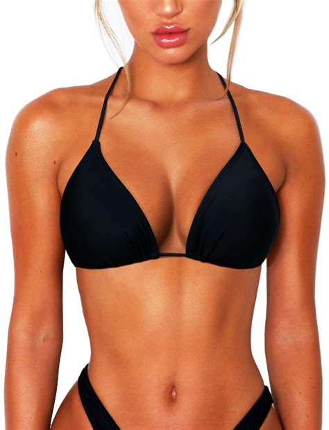 Ozicerd String Bikini Tops For Women Bathing Suit Swim Tops Sexy Triangle Bikini Top Black Xl