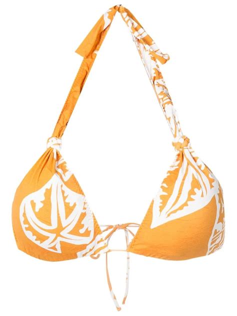 Clube Bossa Graphic Print Halterneck Bikini Top Orange FARFETCH QA