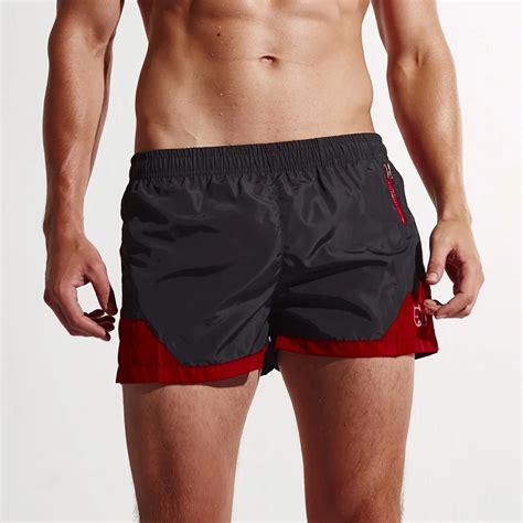 Mens Casual Color Matching Shorts Swim Trunks Quick Dry Beach Surf