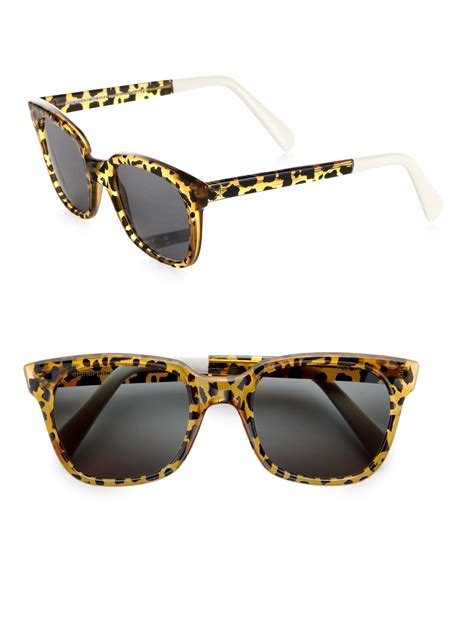 Sheriff And Cherry Leopard Print Wayfarer Square Sunglasses In Animal