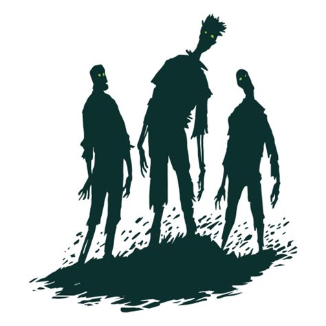 Diseño Png Y Svg De Tres Siluetas De Zombies Para Camisetas