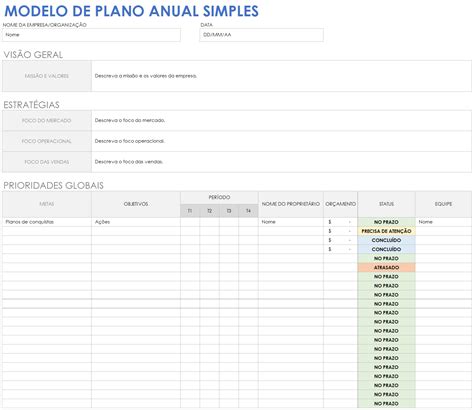 Modelo De Um Planejamento - Modelos gratuitos de planejamento e plano anual