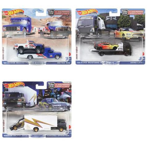 Hot Wheels Team TransportAero Lift Ford Mustang RTR Retro Rig 80 Dodge MachoSakura Sprinter