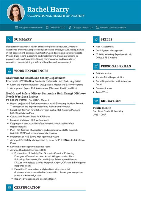 Occupational Health And Safety Resume Sample In 2025 Resumekraft