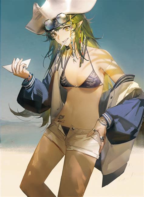 Lyooo Gavial Arknights Arknights Girl Beach Bikini Bikini