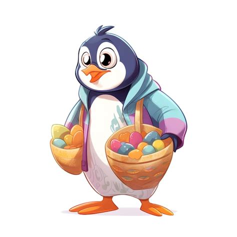 Premium Ai Image A Cartoon Penguin Holding A Hamburger In His Hand