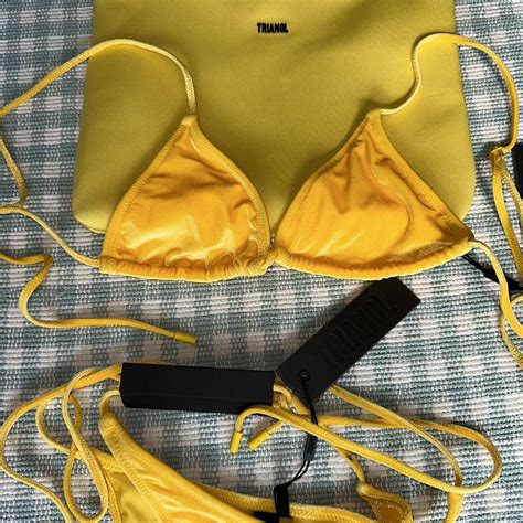 VINCA Yellow Velvet Triangl Bikini Size Small The Depop