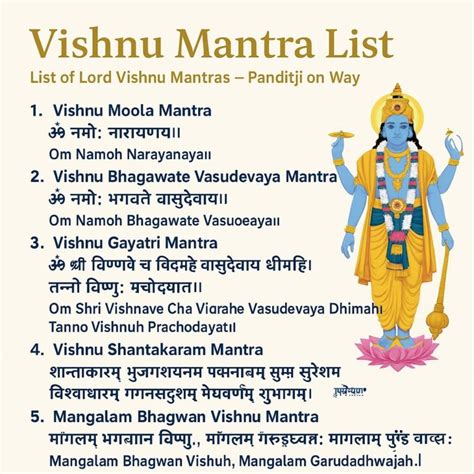 vishnu mantra list list  lord vishnu mantras