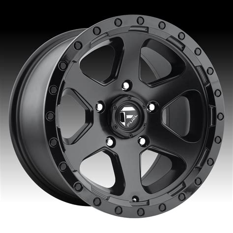 Fuel Ripper D Matte Black Gloss Black Ring Custom Truck Wheels Rims