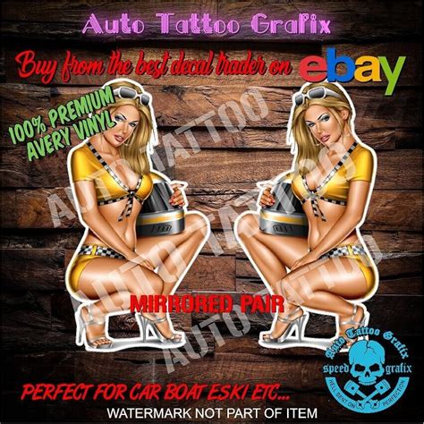 Pin Up Girl Motorsport Decal Sticker Man Cave Hot Rod Retro Vintage Usa Stickers Ebay