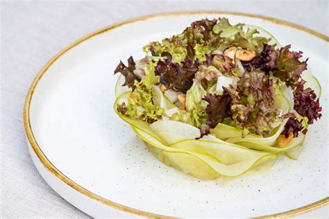 Kohlrabi And Apple Salad With Cobnuts Lollo Rosso And Apple Cider