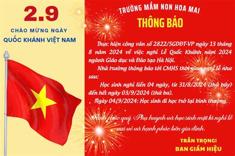 thong bao lich nghi le quoc khanh  truong mam  hoa mai