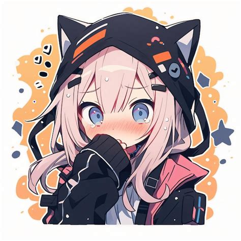 Кавайская аниме-девушка стикер милая аниме-девушка стикер красивая ...
