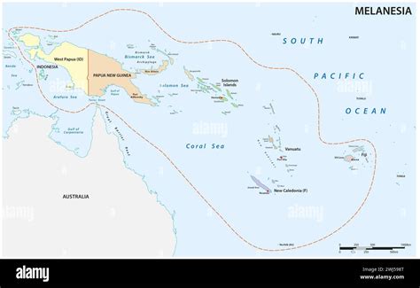 Administrative Vector Map Of The Pacific Island Group Melanesia Stock