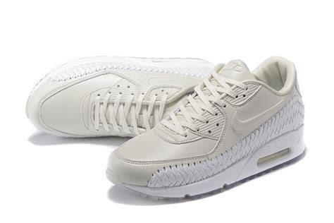 Nike Air Max 90 Premium Woven Phantom White Lt Iron Ore Women Running Shoes 833129 005 Air Max