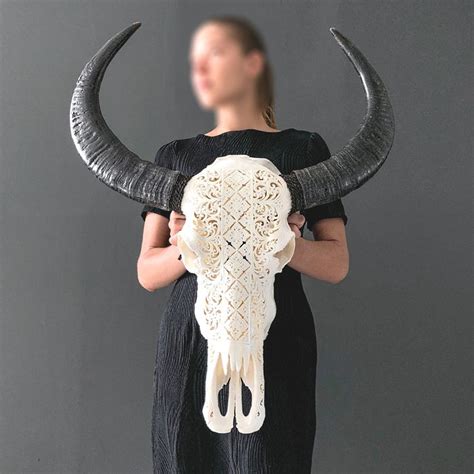 Skull Art Large Authentic Hand Carved White Water Buffalo Catawiki