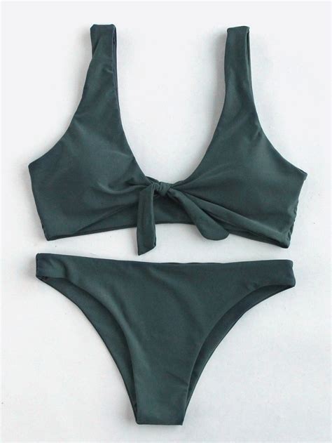 Bow Tie Front Scoop Back Bikini Set Shein Sheinside