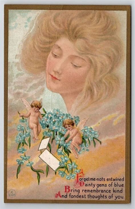 Cherub And Beautiful Womans Face Clouds Fantasy Series 57 Emb 9