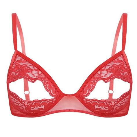 Iiniim Femme Soutien Gorge Dentelle Transparent Mamelon Ouvert Sexy Lingerie Érotique Sous