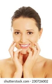 Portrait Happy Nude Woman Touching Her Stock Photo Shutterstock