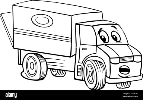 Cartoon Illustration Of Funny Truck Or Lorry Vehicle Comic Character