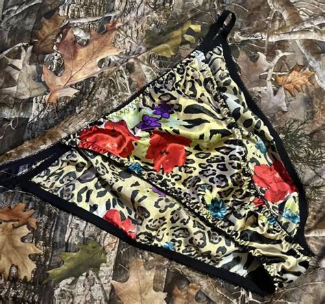 Vtg Liquid Satin String Bikini Panty Sissy Brief X Plus Leopard Print Glossy Picclick Ca
