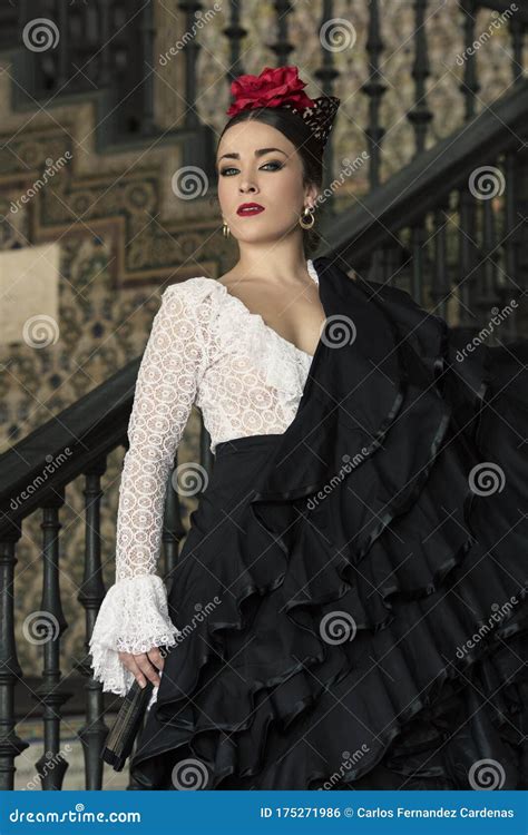 Spanish Woman Dancing Flamenco Dance In A Beautiful Monumental Place