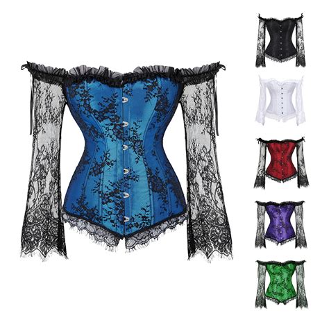 Corset Top With Sleeves Vintage Corsets Lingerie For Women Plus Size Sexy Lace Floral Corset