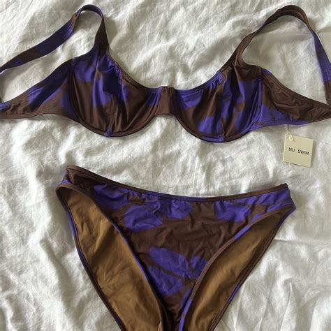 Nu Swim Purple And Brown Bikini Set Brand New Never Depop