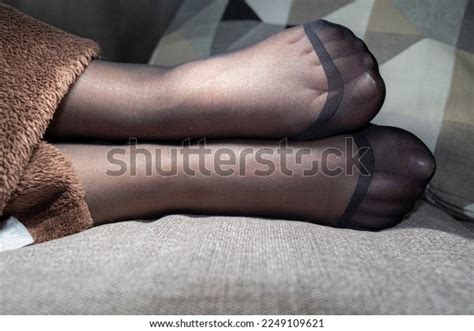 Close Portrait Two Feet Black Nylon Stock Photo 2249109621 | Shutterstock