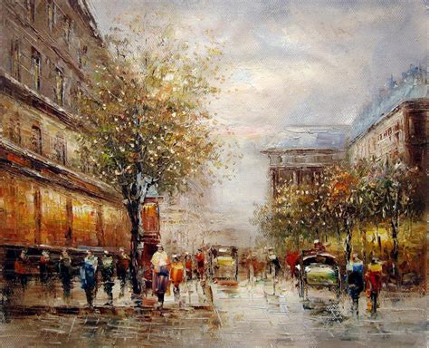 Paris scène de rue en hiver tableau peinture huile sur toile Etsy