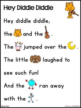 Hey Diddle Diddle Nursery Rhyme Activities Craft Pocket Chart Poem