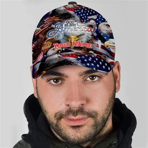 Christian Baseball Cap, God Bless America Bald Eagles America Flag