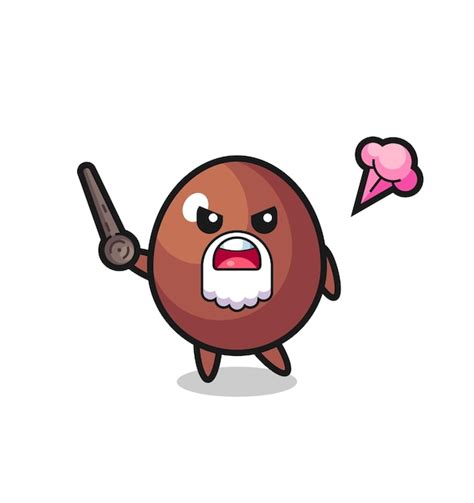 Premium Vector Cute Chocolate Egg Grandpa Is Getting Angry